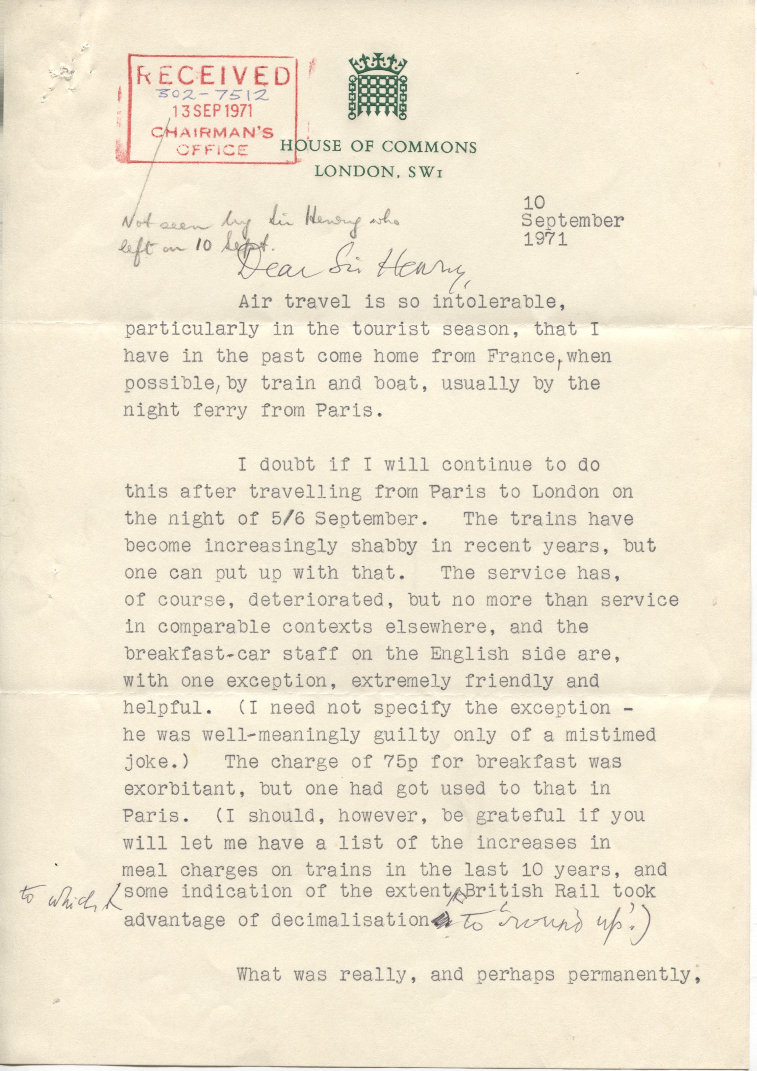 (Thomas Edward Neil, Baron Bradwell, 1905-1976, Jouornalist, Politician, Anglican Churchman and possibly Soviet Spy) — Sophie Dupré Autographs