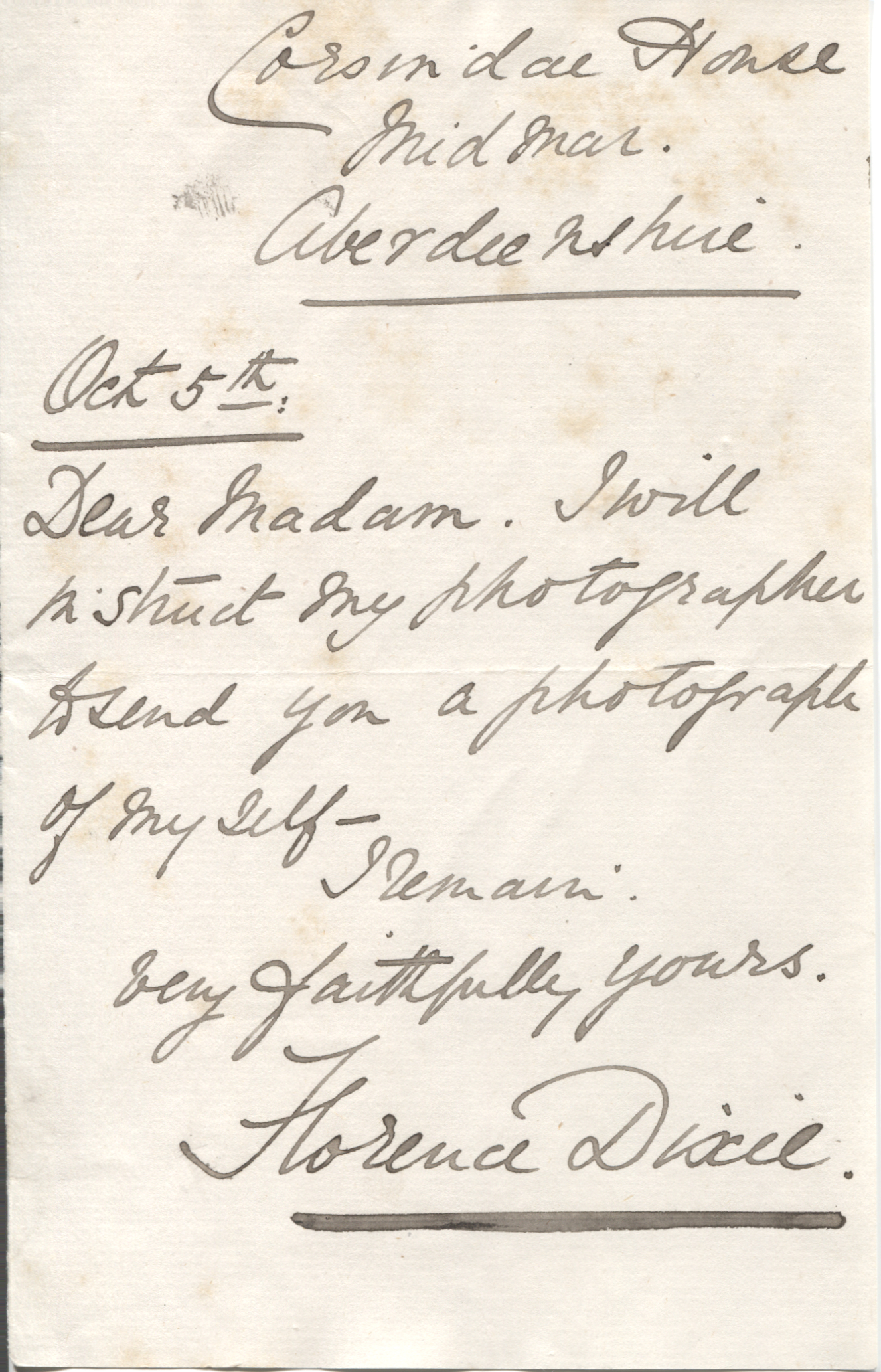 (Lady Florence Caroline, 1857-1905, traveller, rationalist, and supporter of equal rights for all, 1st wife of Sir Alexander Dixie, 11th Bart.) — Sophie Dupré Autographs