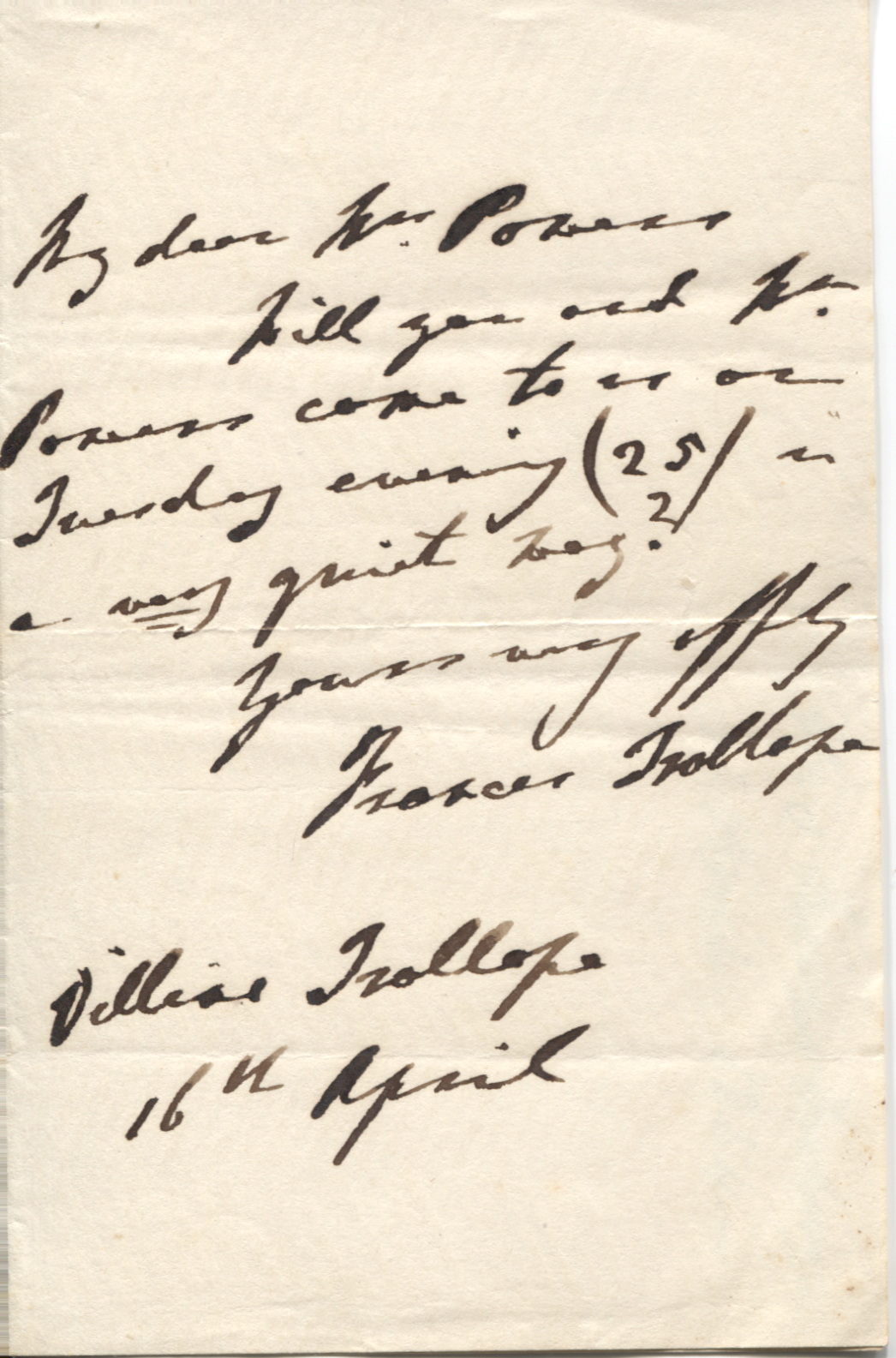 (Frances, 1780-1863, Novelist, Mother of Anthony Trollope, Traveller to America) — Sophie Dupré Autographs