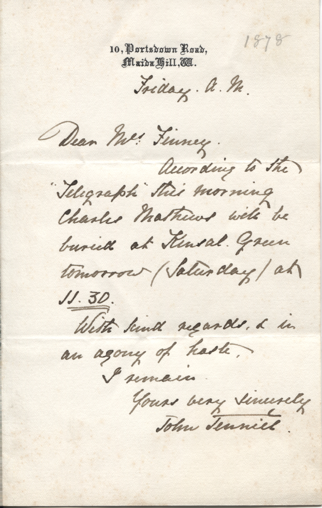 (Sir John, 1820-1914, Caricaturist & Illustrator of 'Alice in Wonderland') — Sophie Dupré Autographs