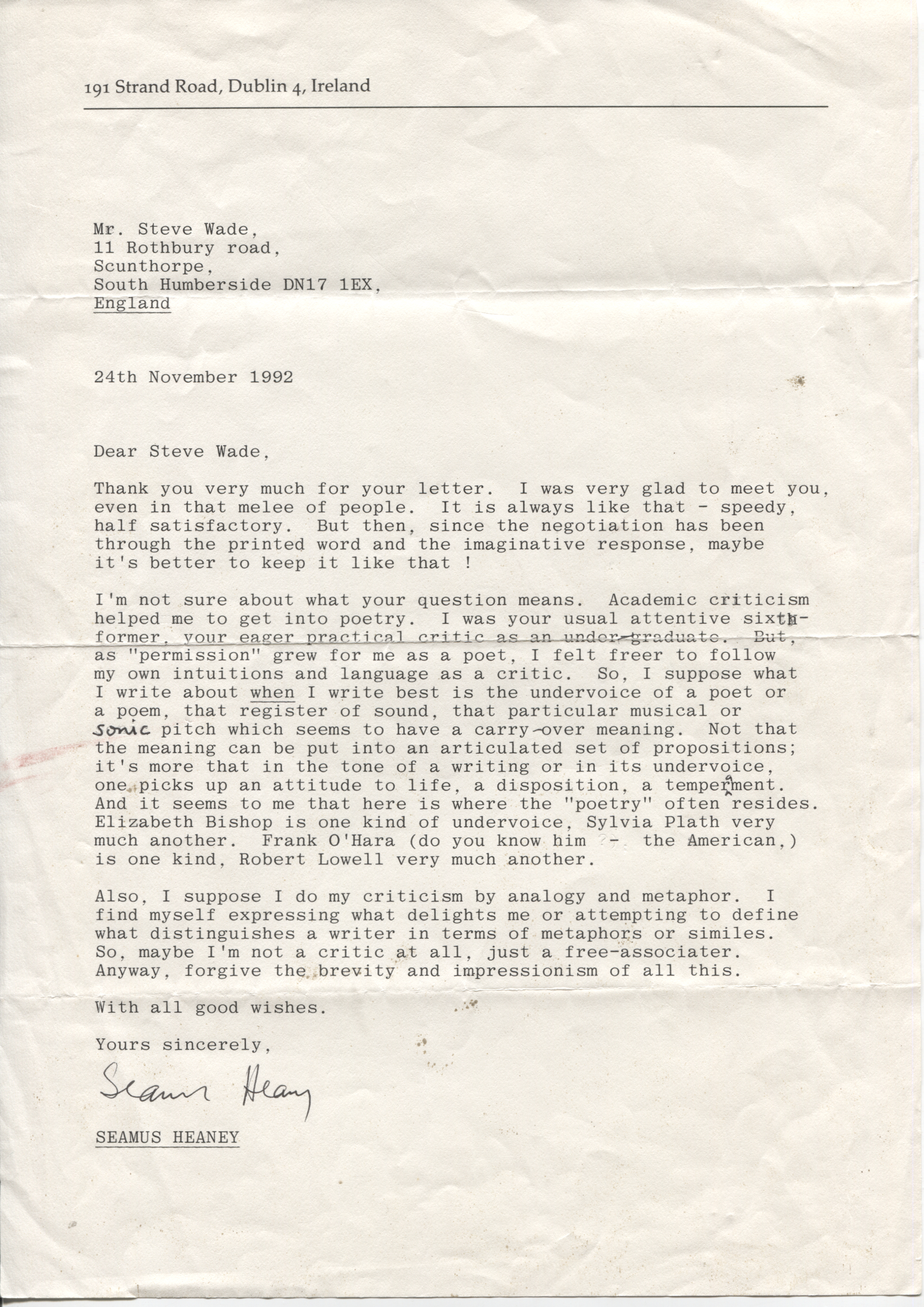 (Seamus Justin, 1939-2013, Irish Poet, Playwright and Translator) — Sophie Dupré Autographs