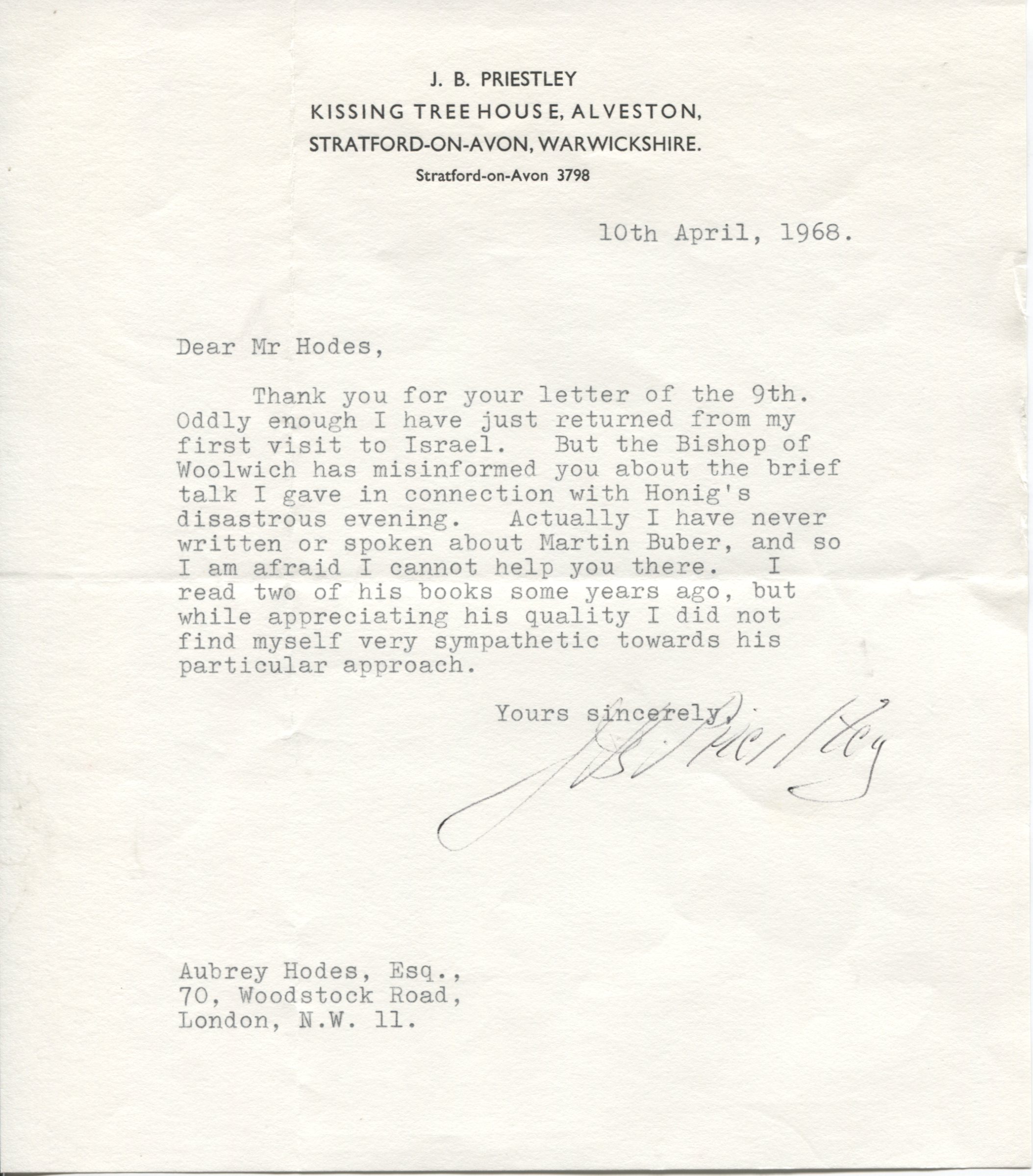 (John Boynton, 1894-1984, Dramatist, Novelist and Critic) — Sophie Dupré Autographs