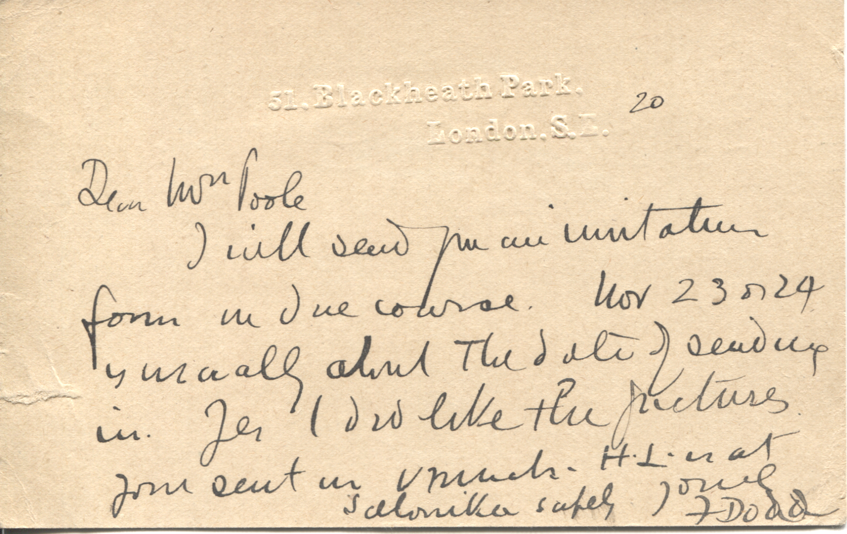 (Francis Edgar, 1874-1949, Portrait Painter, Landscape Artist and Printmaker) — Sophie Dupré Autographs