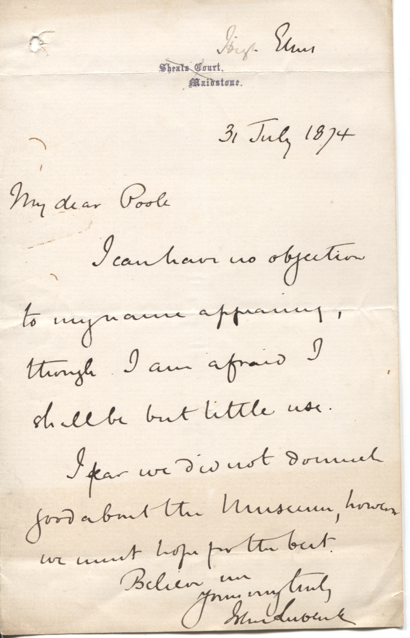 (Sir John, 1834-1913, 4th Baronet, 1st Baron Avebury, Banker, Scientist & Author) — Sophie Dupré Autographs