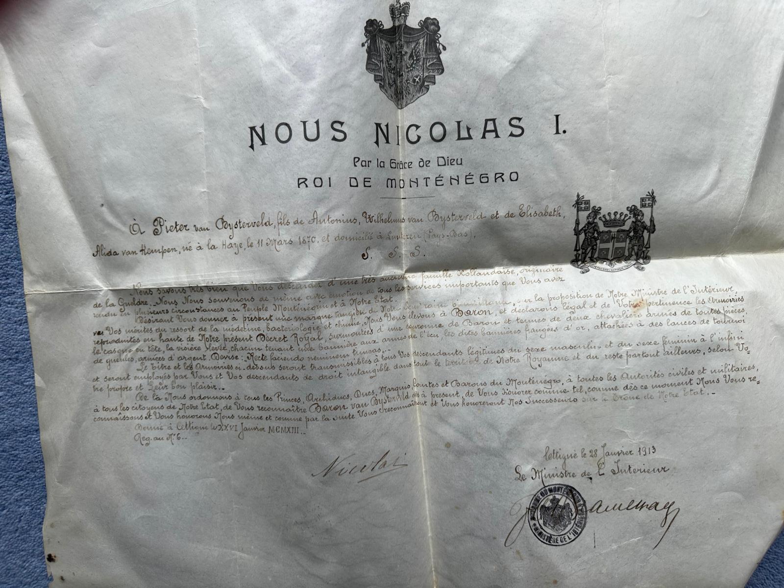 (1841-1921, Last Monarch of Montengro) — Sophie Dupré Autographs