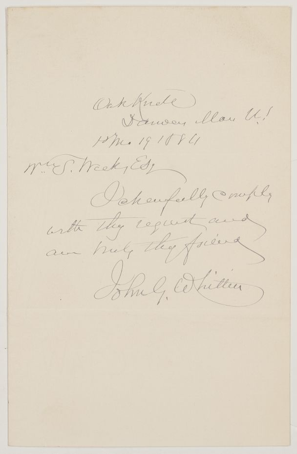 (John Greenleaf, 1807-1892, American Quaker Poet and Abolitionist) — Sophie Dupré Autographs