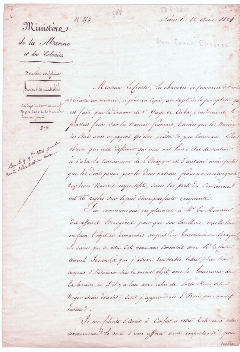 (Christophe André Jean, 1771-1836, French Minister of the Navy 1824-1828, Comte de) — Sophie Dupré Autographs