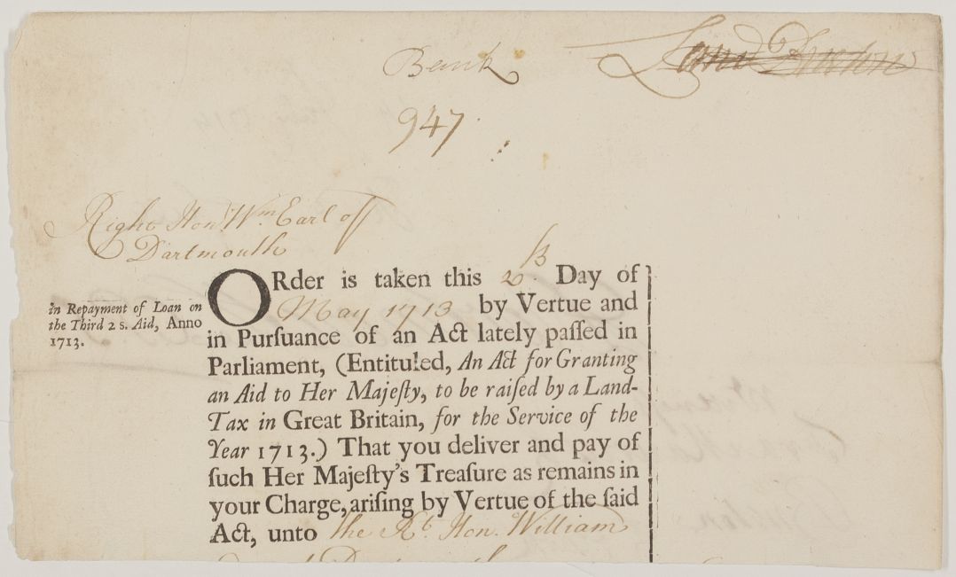 (William Legge, 1672-1750, Secretary of State and Lord Privy Seal, 1st Earl) — Sophie Dupré Autographs
