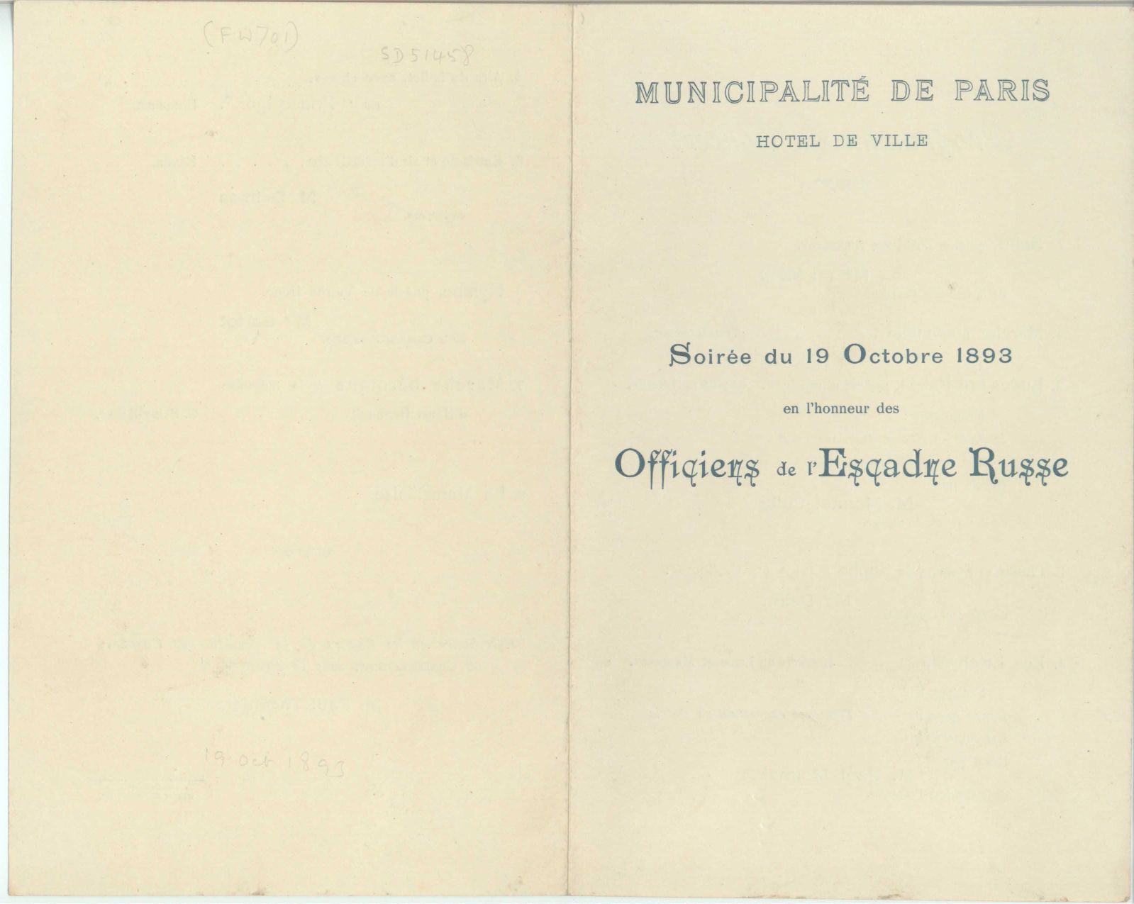 Programme in French of the Concert — Sophie Dupré Autographs