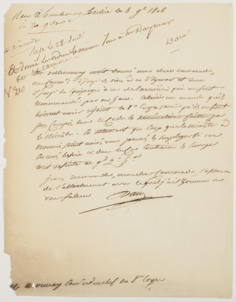 (Pierre Antoine Noel Bruno, 1767-1829, Count, French Soldier and Statesman, historian, translator of Horace) — Sophie Dupré Autographs
