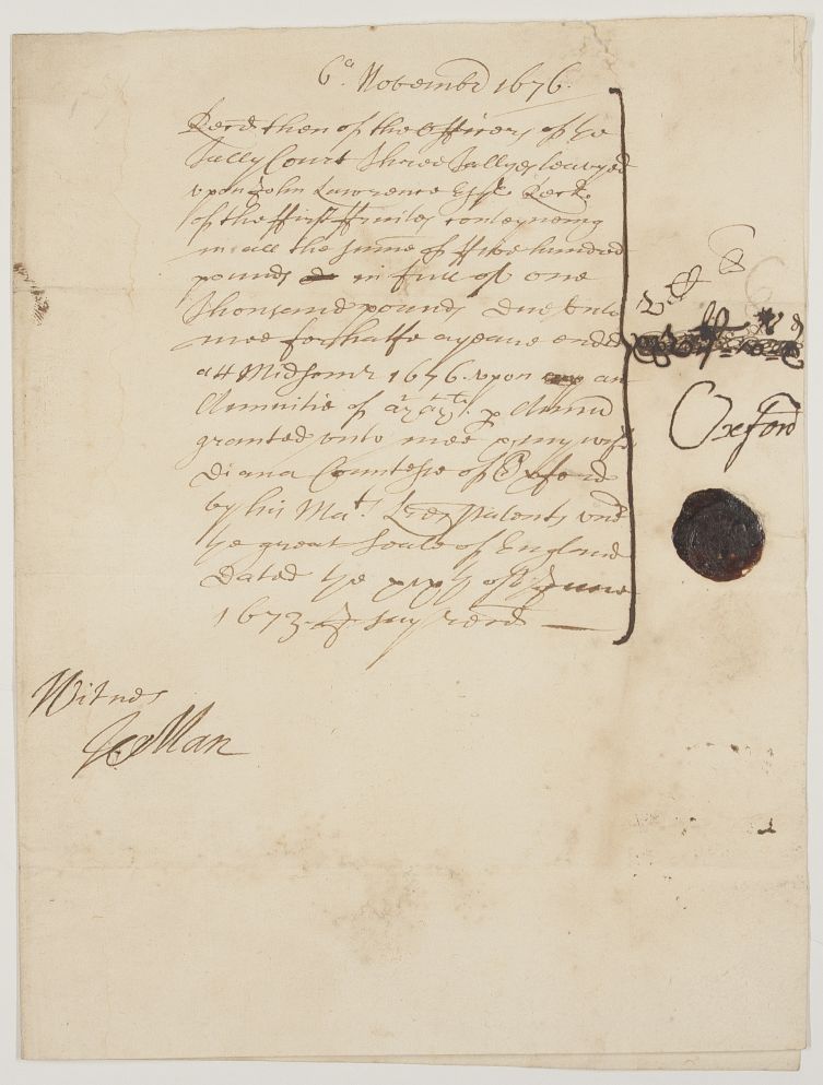 (Aubrey de Vere, 1627-1703, K.G., from 1632 20th and last Earl of the 1142 creation) — Sophie Dupré Autographs