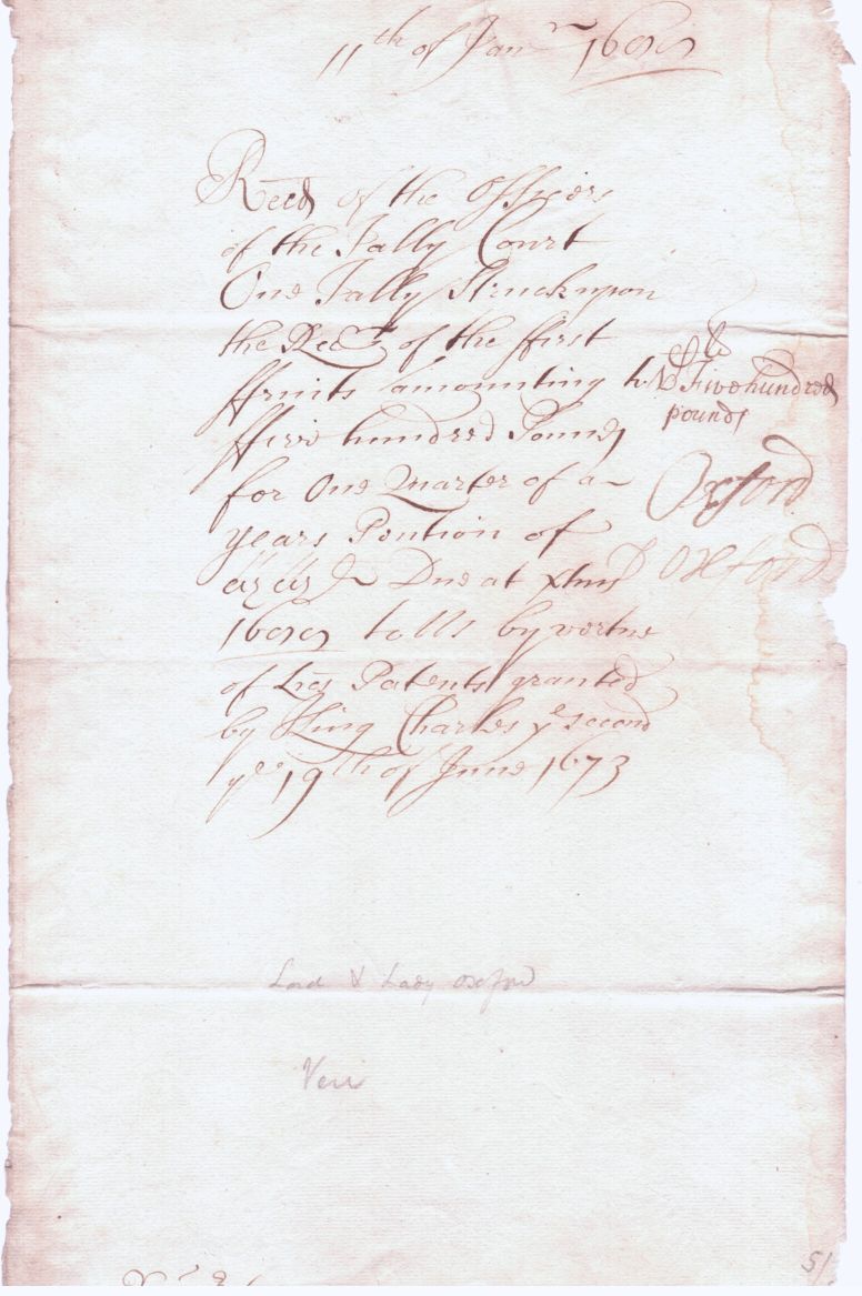 (Aubrey de Vere, 1627-1703, K.G., from 1632 20th and last Earl of the 1142 creation) and his second wife DIANA (d. 1719, née Kirke) — Sophie Dupré Autographs
