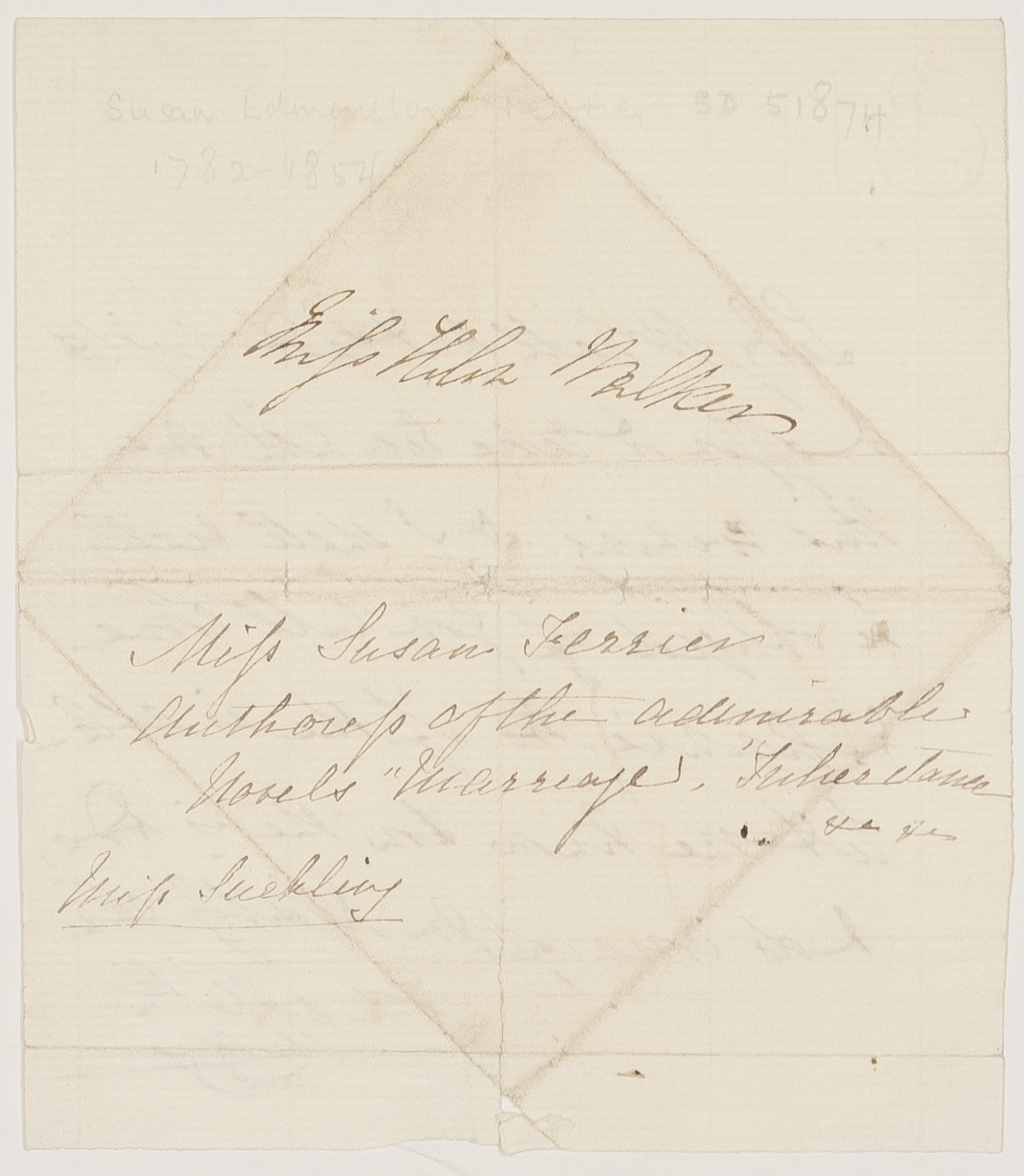 (Susan Edmonstone, 1782-1854, Scottish Novelist, author of 'Marriage', 'The Inheritance' and 'Destiny') — Sophie Dupré Autographs