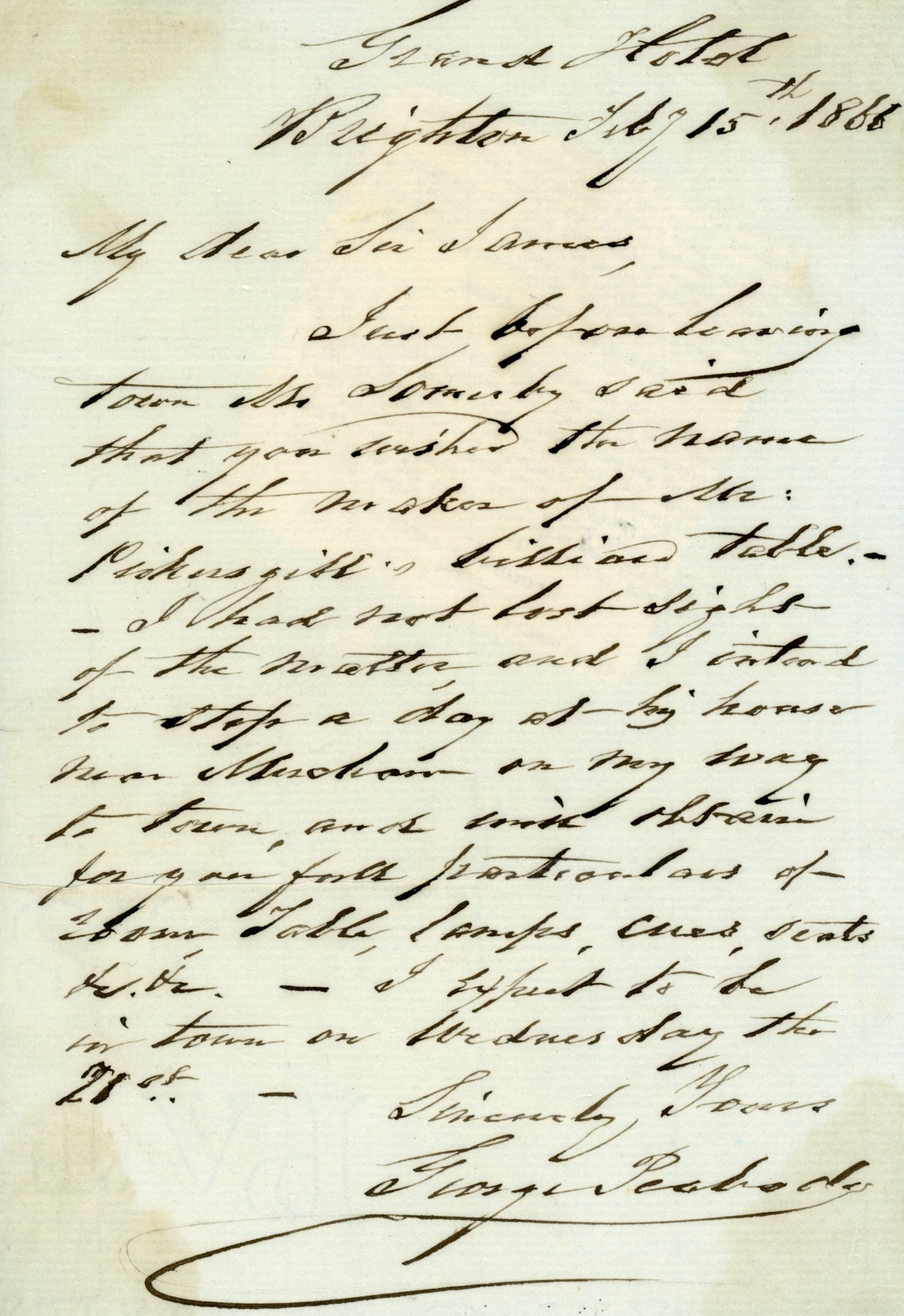 (George, 1795-1869, American Philanthropist, Founder of Peabody Buildings) — Sophie Dupré Autographs