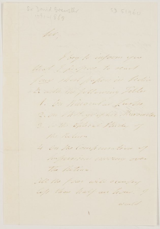 (Sir David, 1781-1868, Physicist, Inventor of the Kaleidoscope in 1816) — Sophie Dupré Autographs