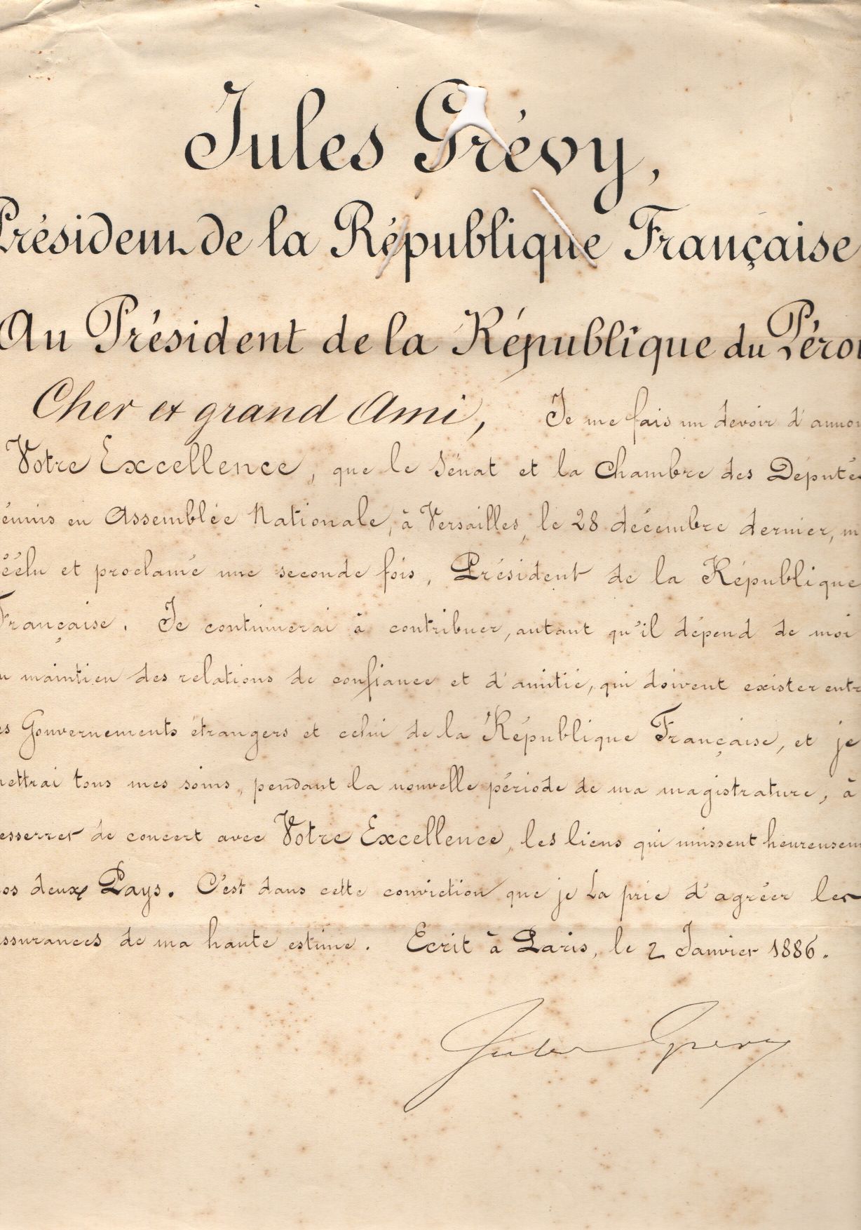 (Jules, 1813-1891, French President 1879-1887) — Sophie Dupré Autographs