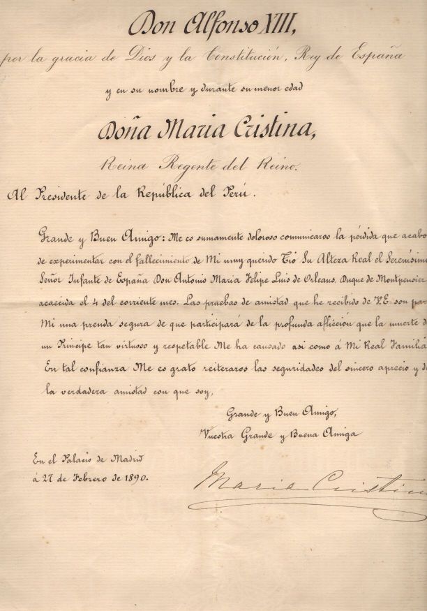 (1858-1929, née Archduchess of Austria, second wife of Alfonso XII and mother of Alfonso XIII, Queen Regent 1885-1902) — Sophie Dupré Autographs
