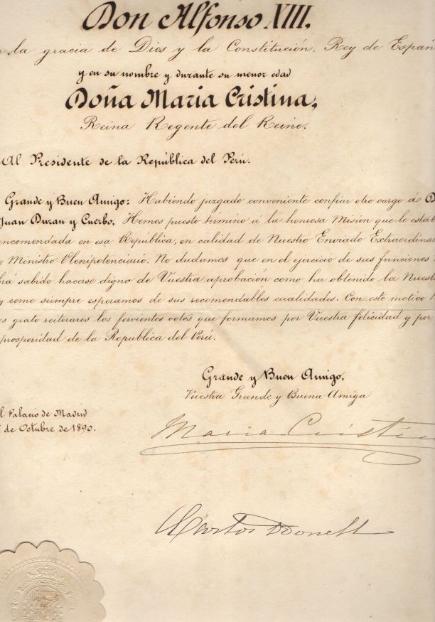 (1858-1929, née Archduchess of Austria, second wife of Alfonso XII and mother of Alfonso XIII, Queen Regent 1885-1902) — Sophie Dupré Autographs