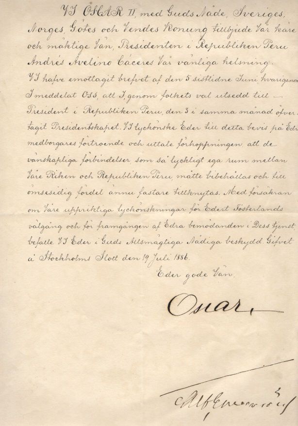 (1829-1907, from 1872 King of Sweden) — Sophie Dupré Autographs
