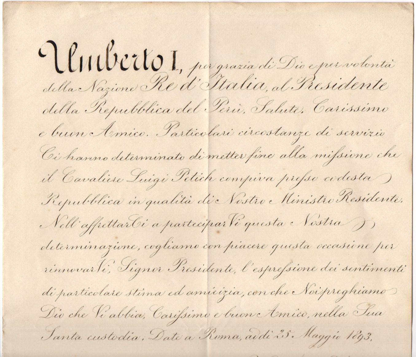 (1844-1900, from 1878 King of Italy) — Sophie Dupré Autographs
