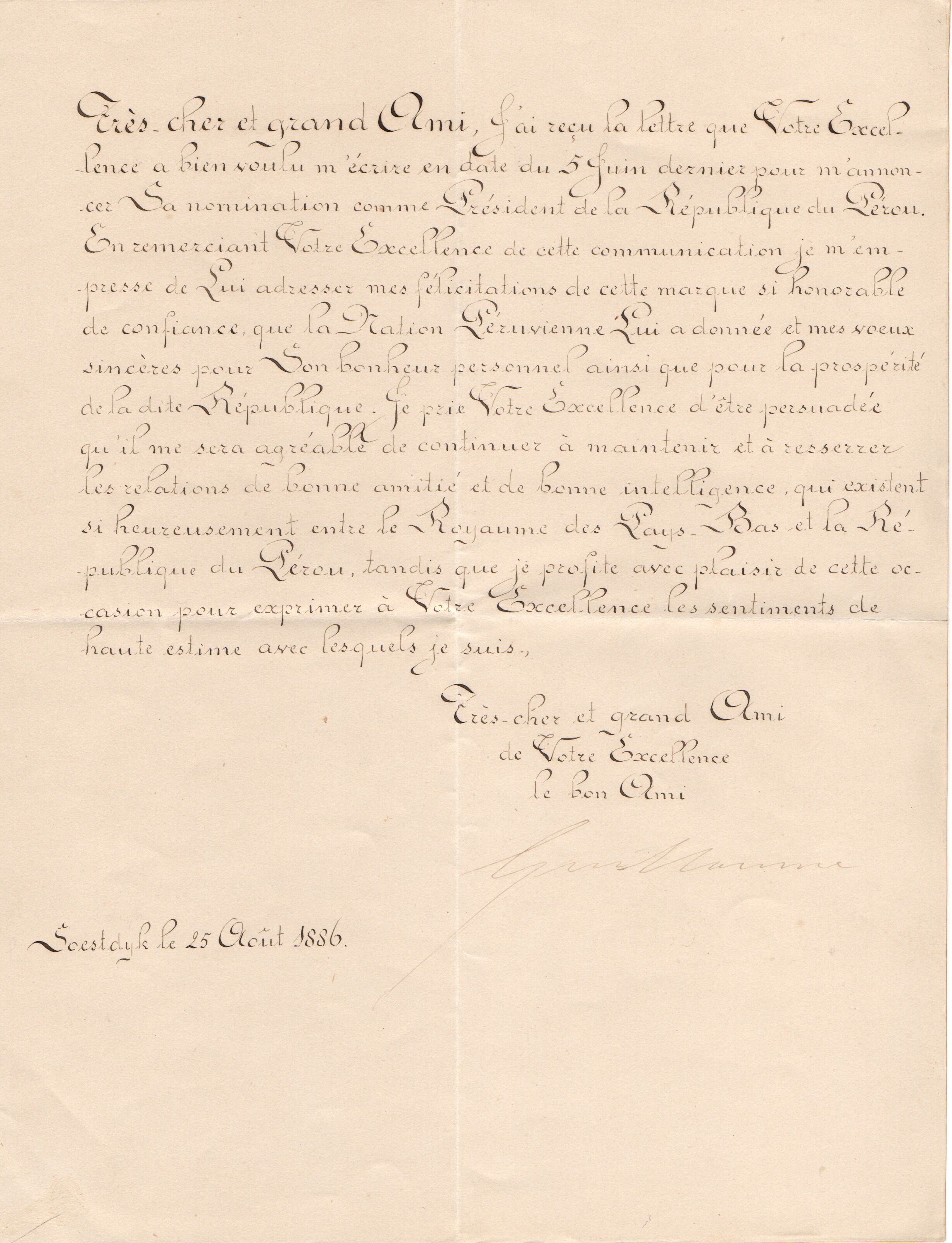 (1817-1890, from 1849 King of the Netherlands) — Sophie Dupré Autographs