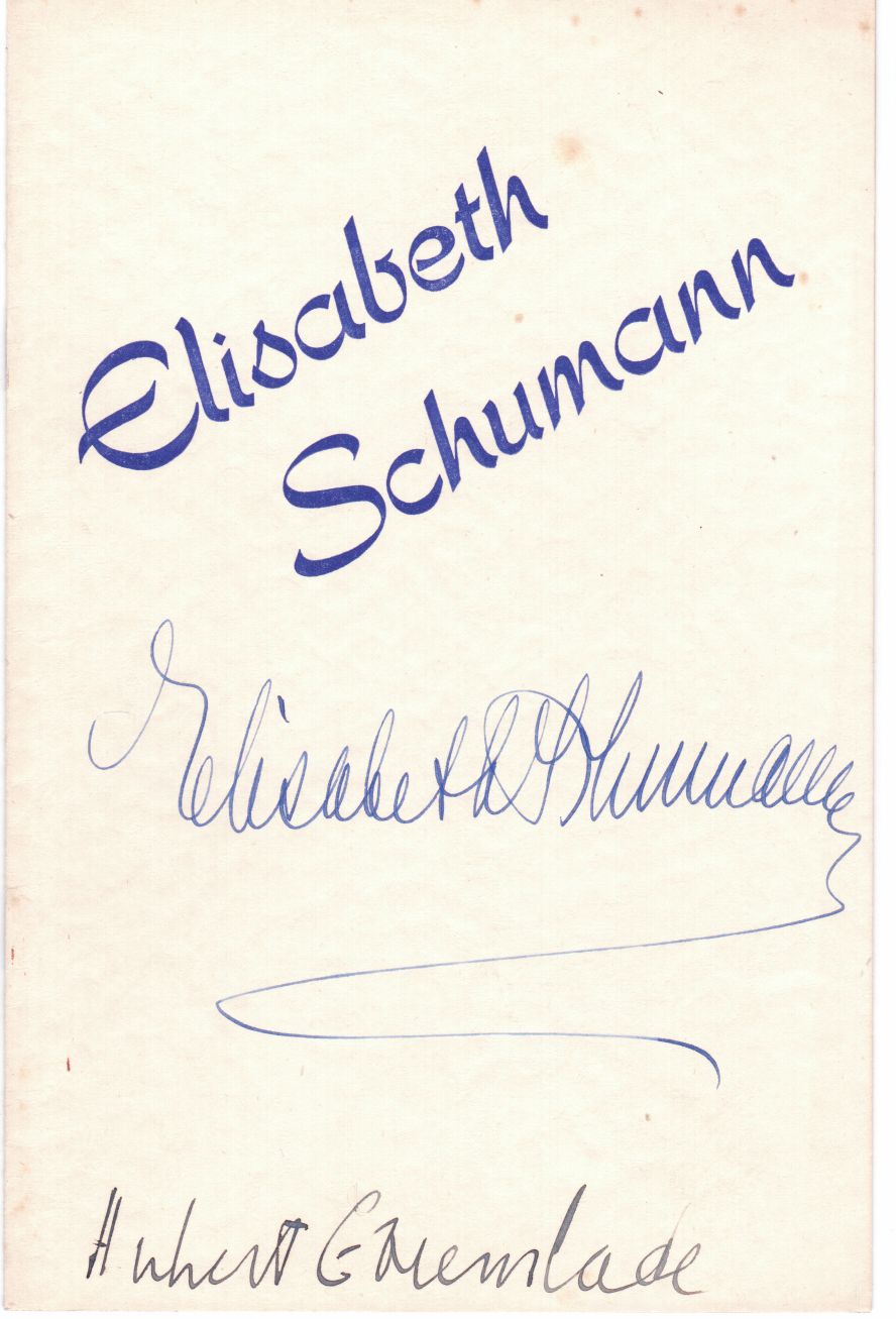 (Elisabeth, 1888-1952, German-born American Soprano) and Hubert GREENSLADE (Pianist) — Sophie Dupré Autographs