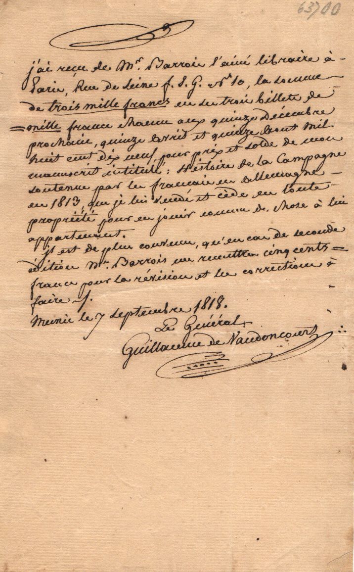 (1772-1845, Frédéric François, French Artillery General of Brigade, Military Historian and Cartographer) — Sophie Dupré Autographs