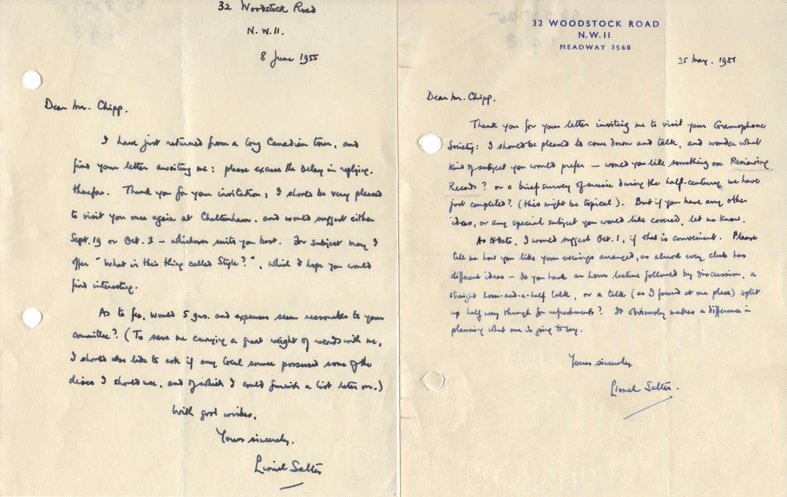 (Lionel Paul, 1914-2000, joined the BBC in 1937, Head of Opera and Assistant Controller of Music) — Sophie Dupré Autographs