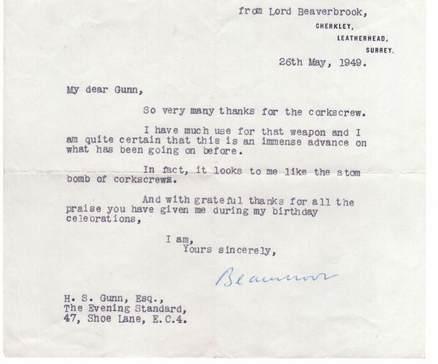 (Max Aitken, 1879-1964, Newspaper Proprietor & Statesman, from 1917 1st Baron) — Sophie Dupré Autographs