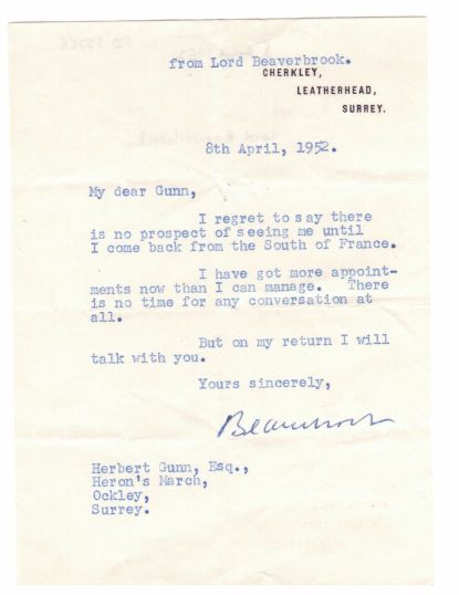 (Max Aitken, 1879-1964, Newspaper Proprietor & Statesman, from 1917 1st Baron) — Sophie Dupré Autographs
