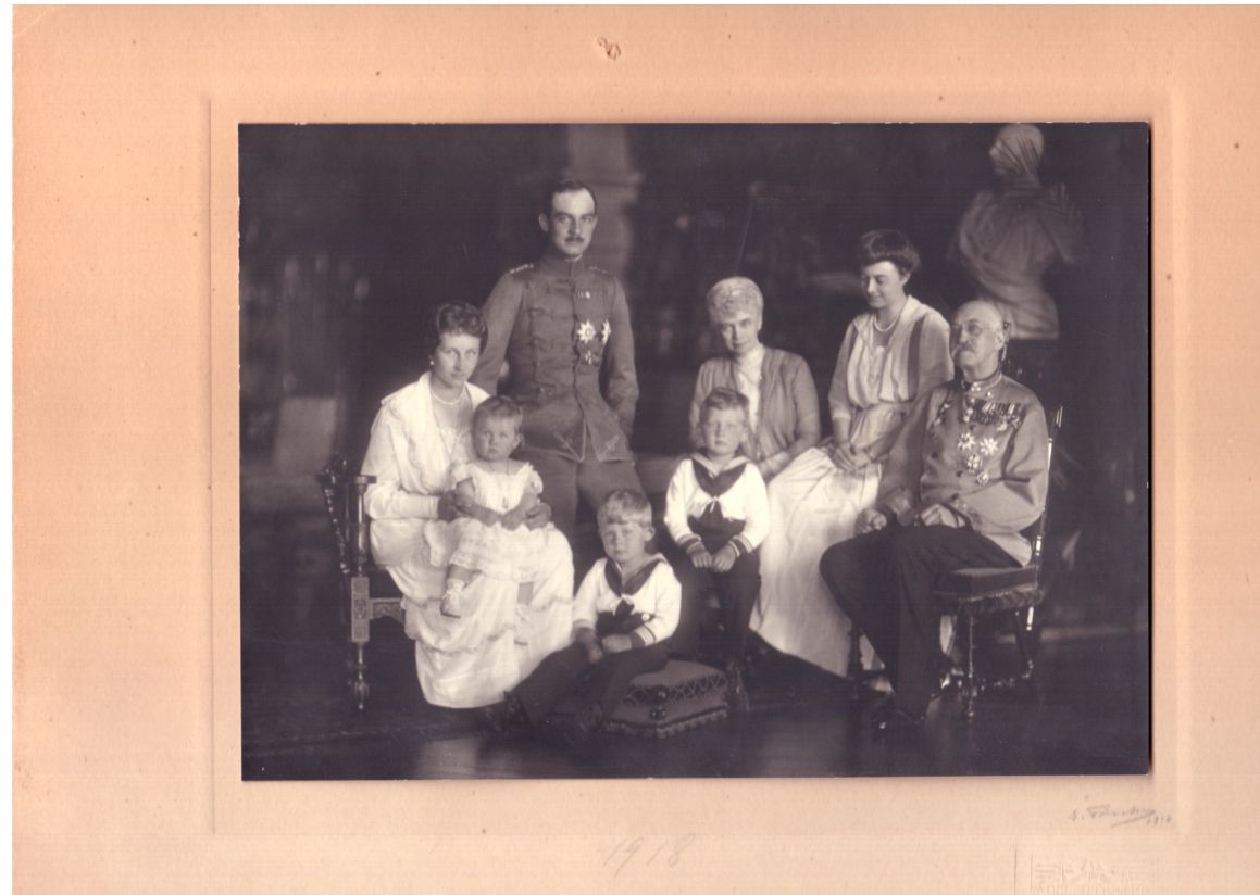 (1853-1933, sister of Queen Alexandra and the Tsarina, third daughter of Christian IX, Duchess of Cumberland), her husband ERNST AUGUST (of Hanover, 1845-1923, 3rd Duke of Cumberland), their son ERNST AUGUST (1887-1953, Duke of Brunswick) and daughter-in-law VIKTORIA LUISE (of Germany, 1892-1953), with their grandchildren ERNST AUGUST (1914-1987), GEORG WILHELM (1915-2006, sometime headmaster of Salem) and FREDERIKA (1917-1981, Queen of Paul I of the Hellenes), and daughter MARIE LOUISE (1879-1948, wife, 1900, of Prince Max of Baden, 1867-1939)] — Sophie Dupré Autographs