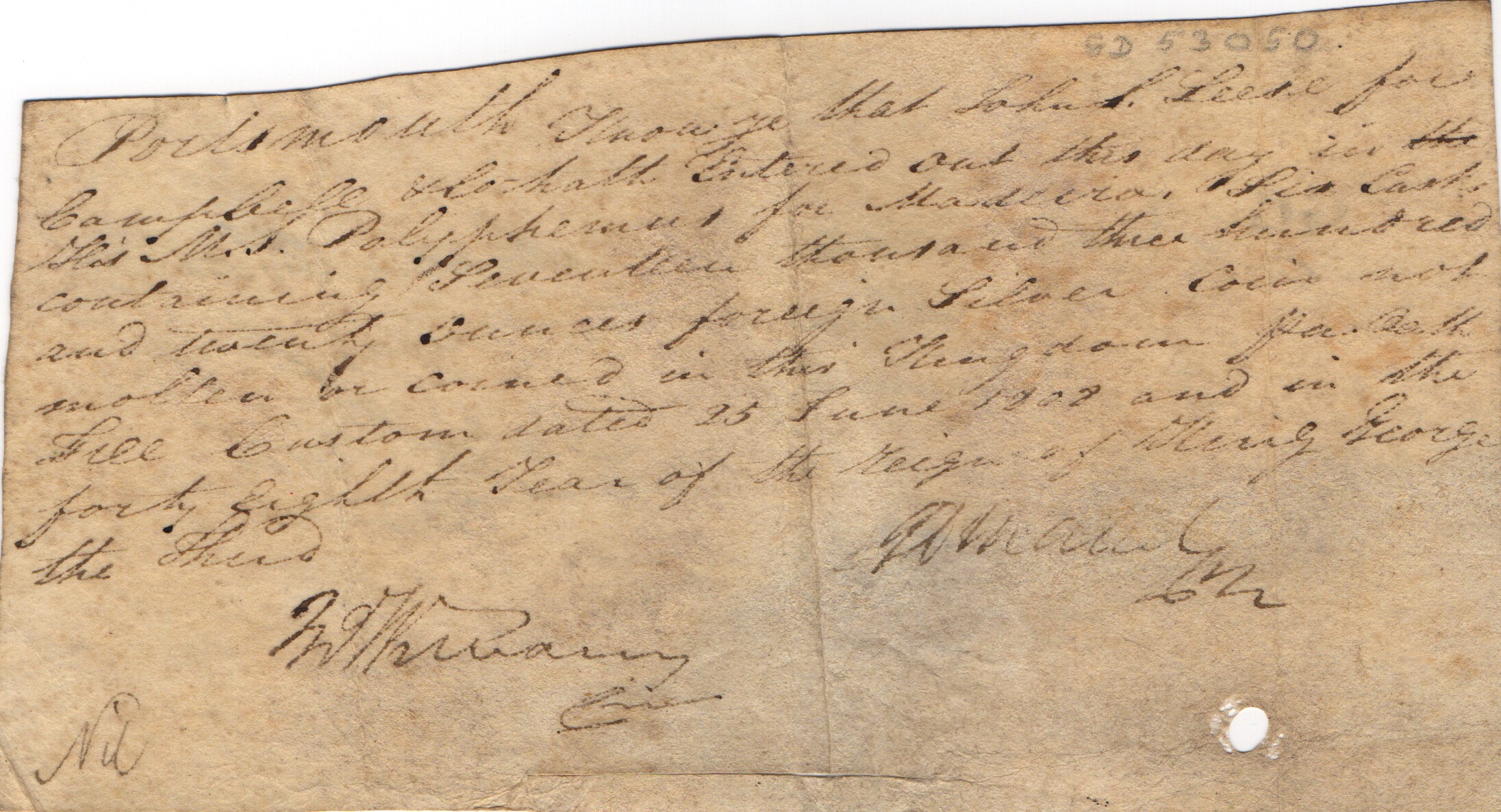 Customs certificate — Sophie Dupré Autographs