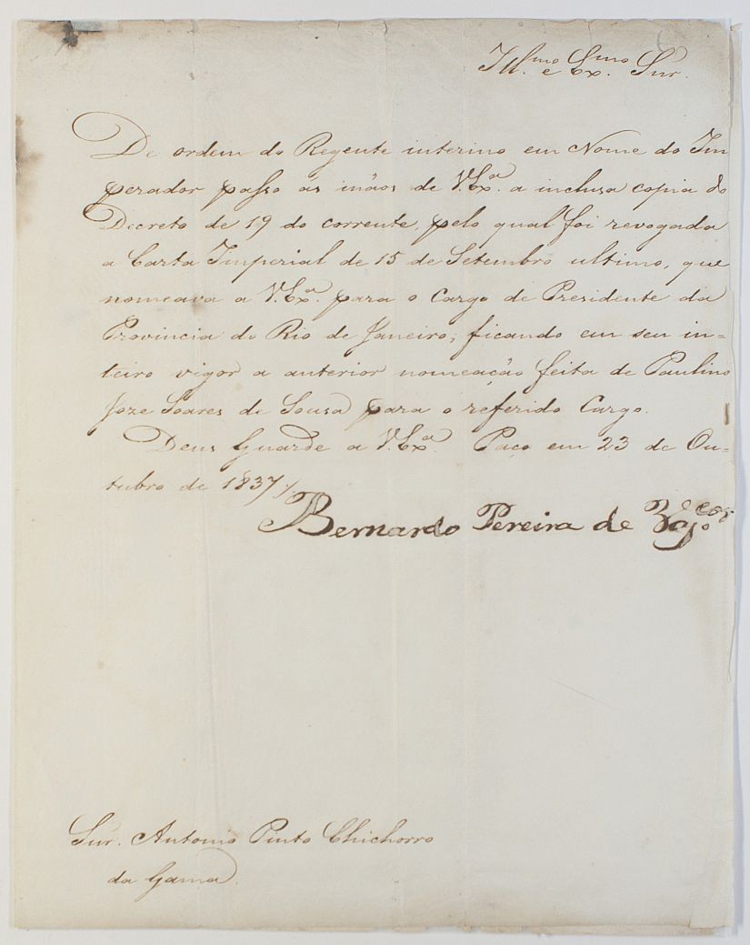 (Bernardo, 1795-1850, Liberal lawyer and deputy, Brazilian Minister of Justice) — Sophie Dupré Autographs