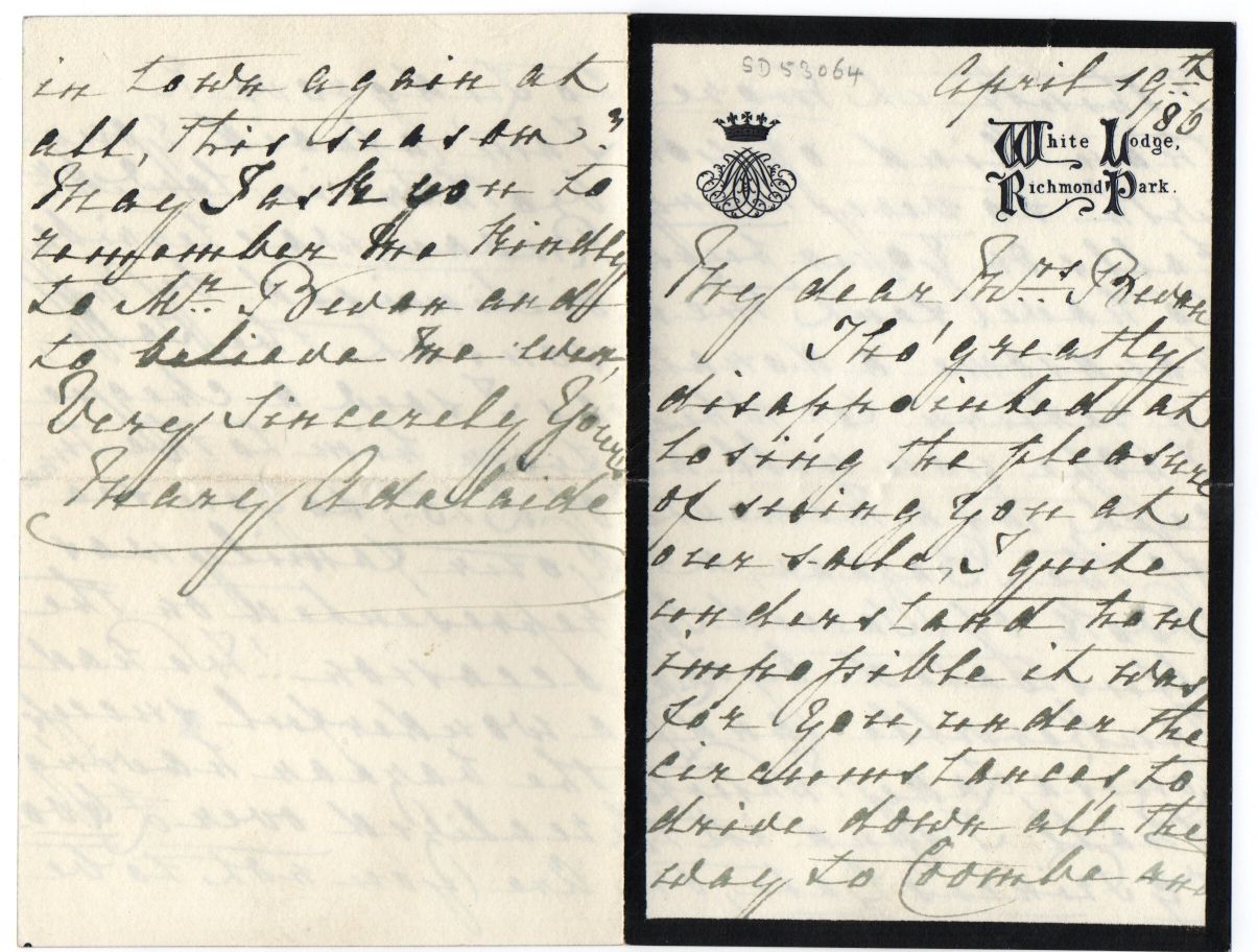 (Duchess of Teck, 1833-1897, Queen Mary's Mother) — Sophie Dupré Autographs