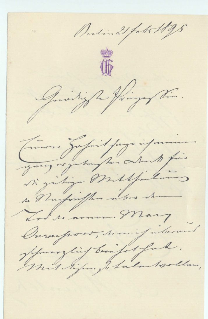 (Prince Chlodwig, 1819-1901, German Chancellor 1894-1900) — Sophie Dupré Autographs