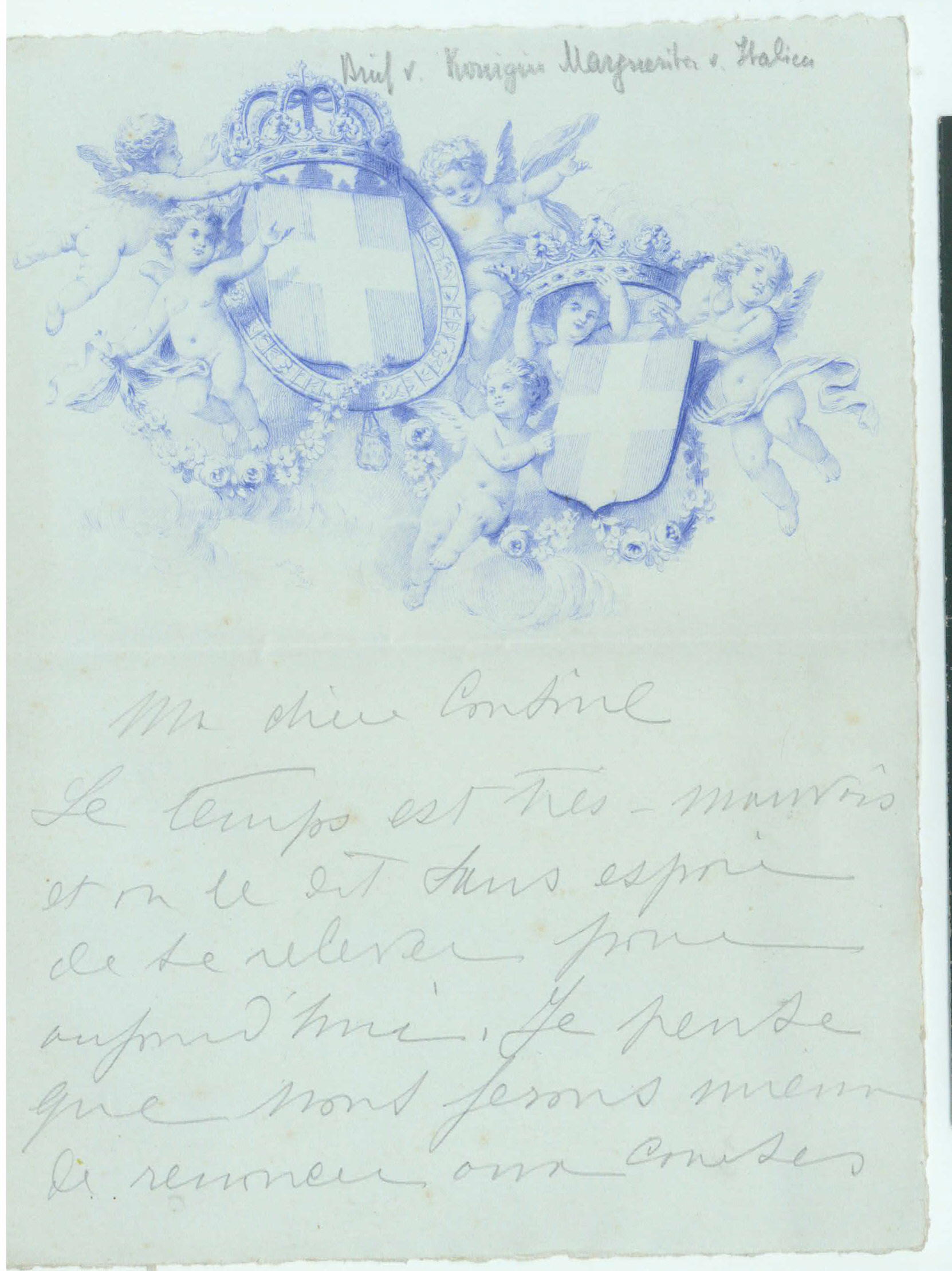 (of Savoy, 1851-1926, first cousin & wife of King Umberto I of Italy, Queen Consort of Italy) — Sophie Dupré Autographs