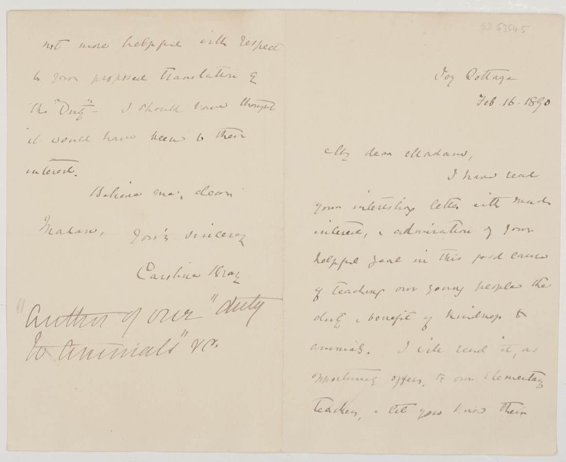 (Caroline, 1814-1905, née Hennell, Author, friend of George Eliot) — Sophie Dupré Autographs