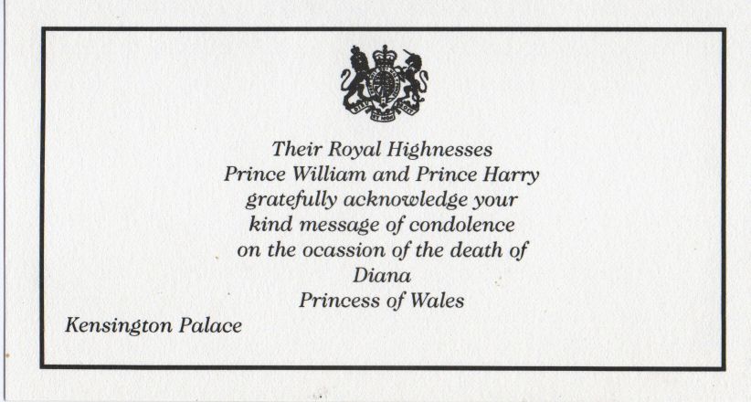 (Princess of Wales, 1961-1997, ex-wife of Prince Charles)] — Sophie Dupré Autographs