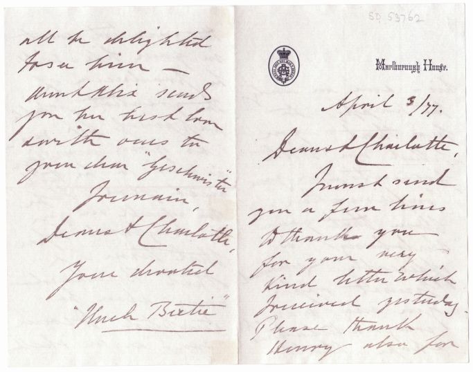 (1841-1910, King of Great Britain) — Sophie Dupré Autographs