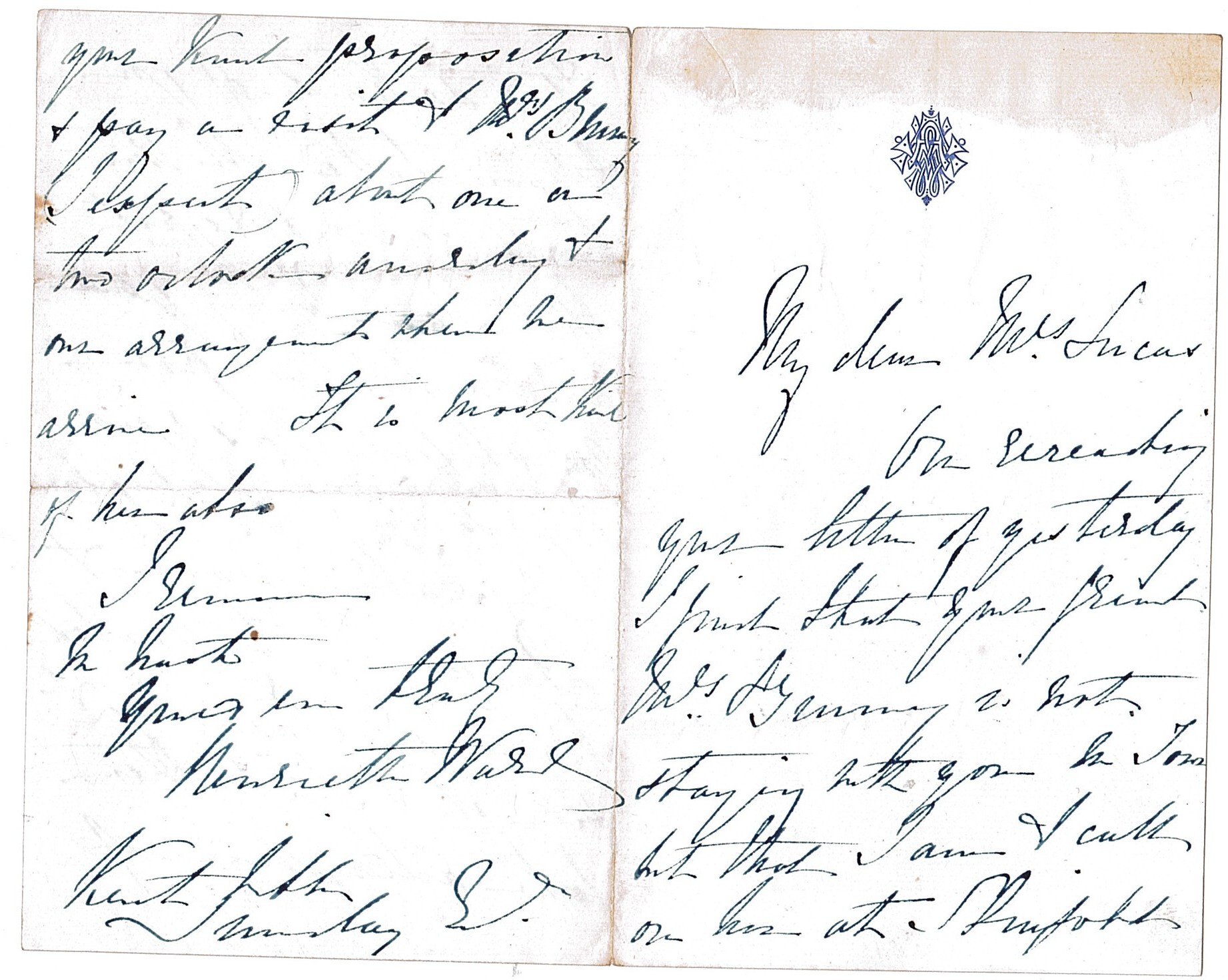 (Henrietta, 1832-1924, Artist) — Sophie Dupré Autographs