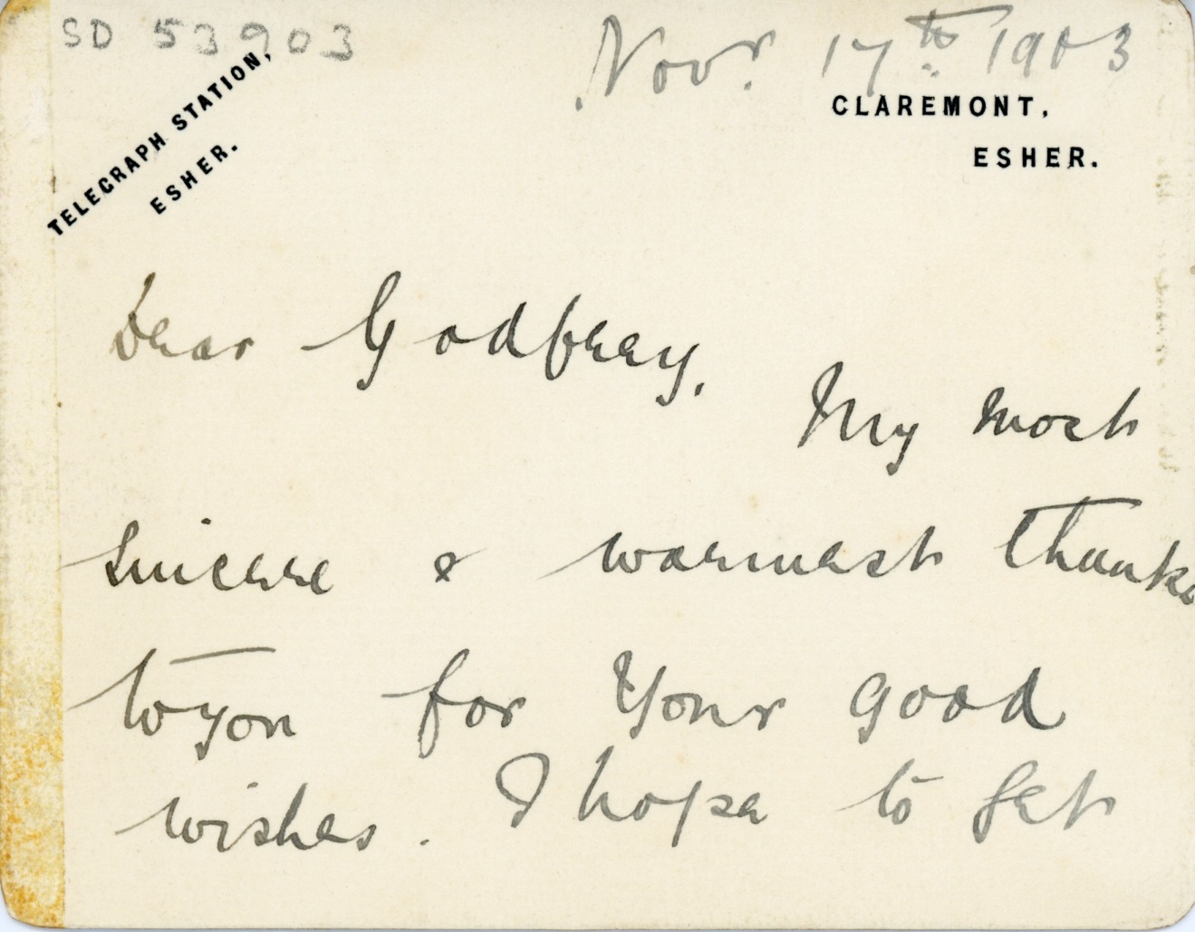 (Prince Alexander of Teck, 1874-1957, Queen Mary's Brother, Governor General of Canada, husband of Princess Alice, from 1917 Earl of) — Sophie Dupré Autographs