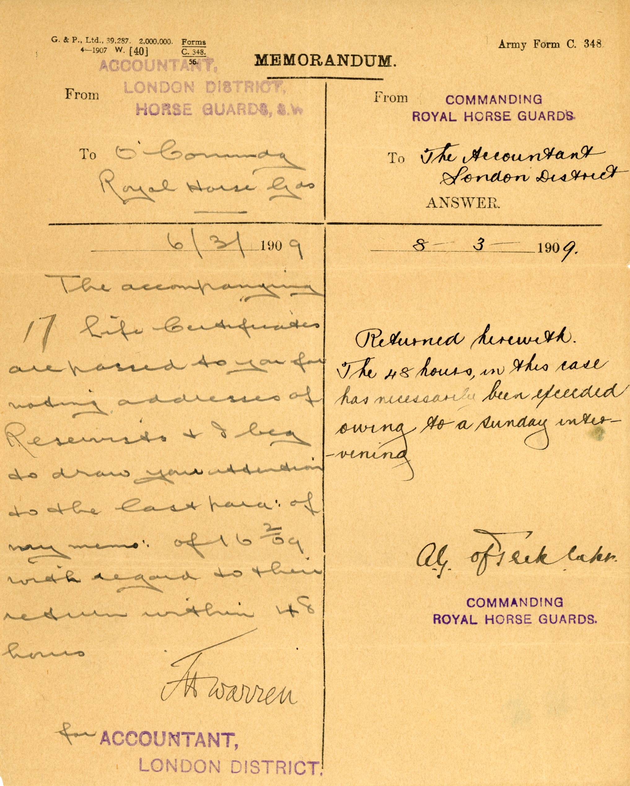 (Prince Alexander of Teck, 1874-1957, Queen Mary's Brother, Governor General of Canada, husband of Princess Alice, from 1917 Earl of) — Sophie Dupré Autographs