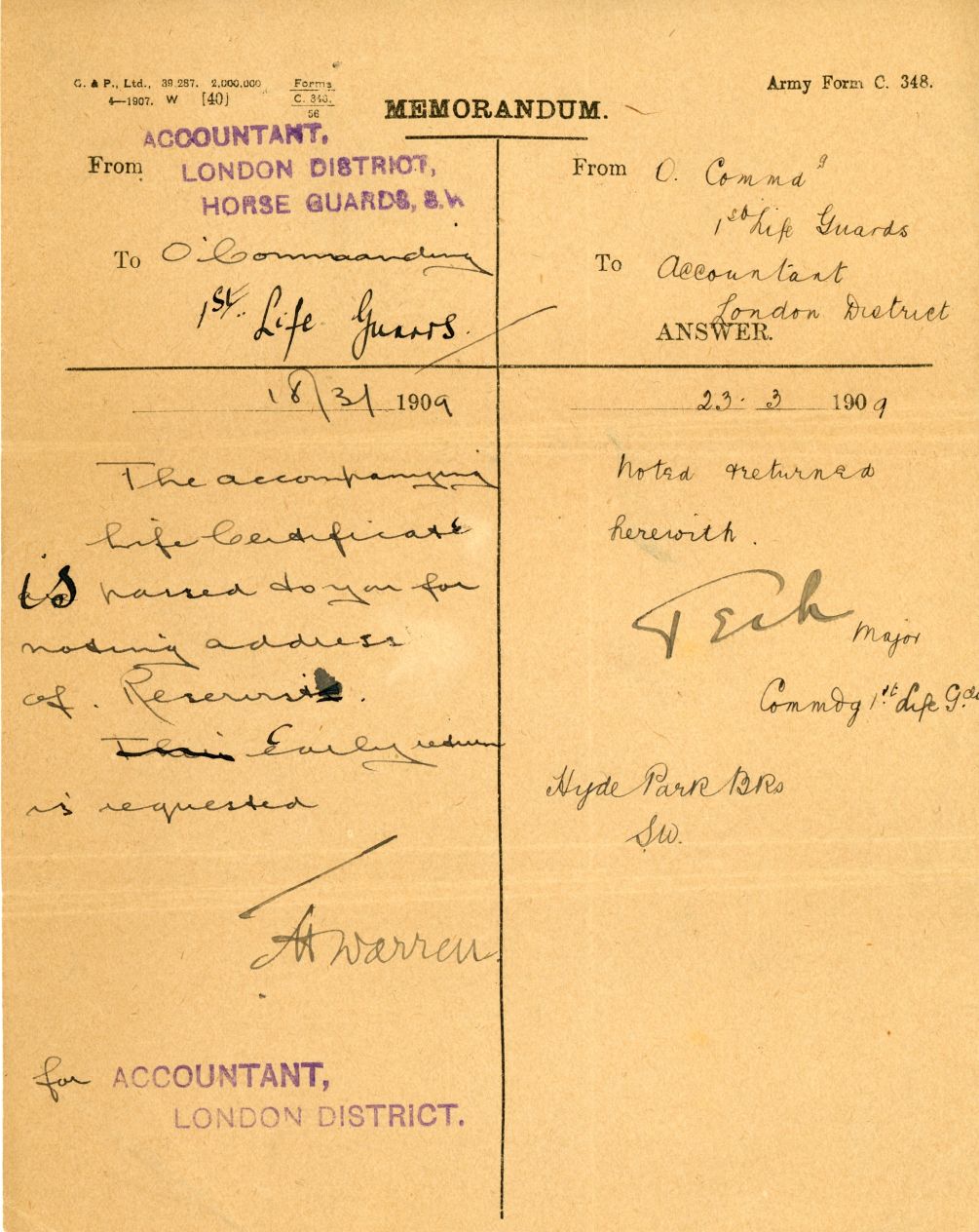 (Adolphus, 1st Marquess, 1868-1927, Brother of Queen Mary, from 1900 2nd Duke of Teck, from 1917 1st Marquess) — Sophie Dupré Autographs