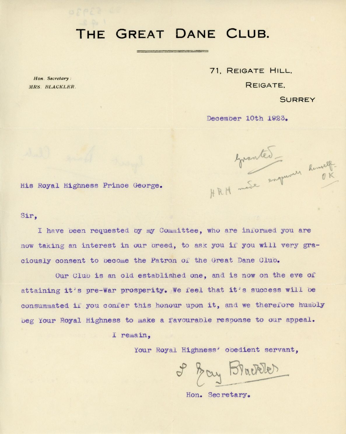 (Duke of Kent, 1902-1942, Son of George V, Uncle of Elizabeth II)] — Sophie Dupré Autographs