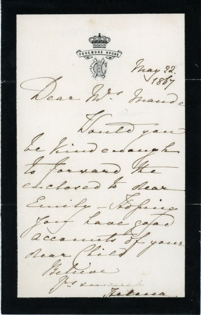 (Augusta Victoria, 1846-1923, wife, 1866, of Prince Christian of Schleswig-Holstein, Princess, 3rd Daughter of Queen Victoria, founder of the Princess Christian Nursing Home) — Sophie Dupré Autographs