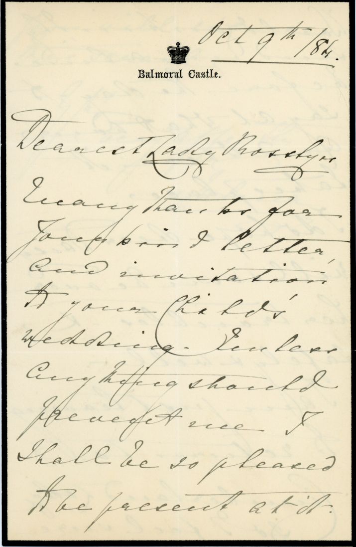 (Augusta Victoria, 1846-1923, wife, 1866, of Prince Christian of Schleswig-Holstein, Princess, 3rd Daughter of Queen Victoria, founder of the Princess Christian Nursing Home) — Sophie Dupré Autographs
