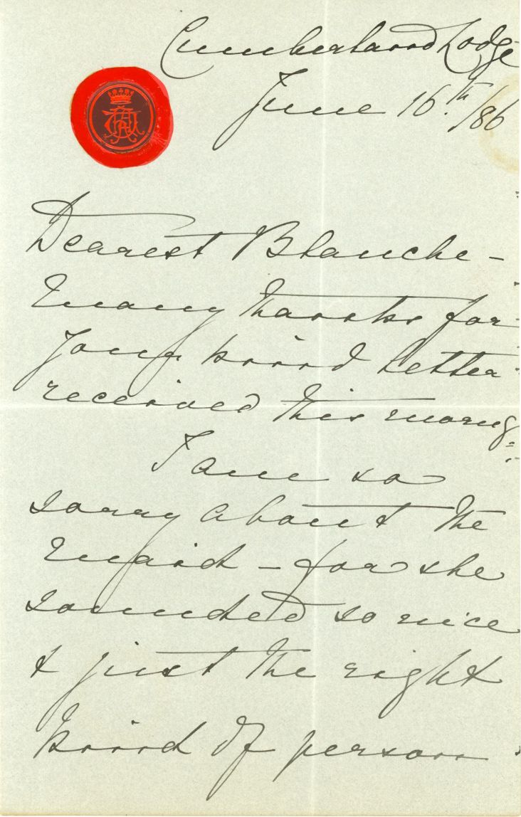 (Augusta Victoria, 1846-1923, wife, 1866, of Prince Christian of Schleswig-Holstein, Princess, 3rd Daughter of Queen Victoria, founder of the Princess Christian Nursing Home) — Sophie Dupré Autographs