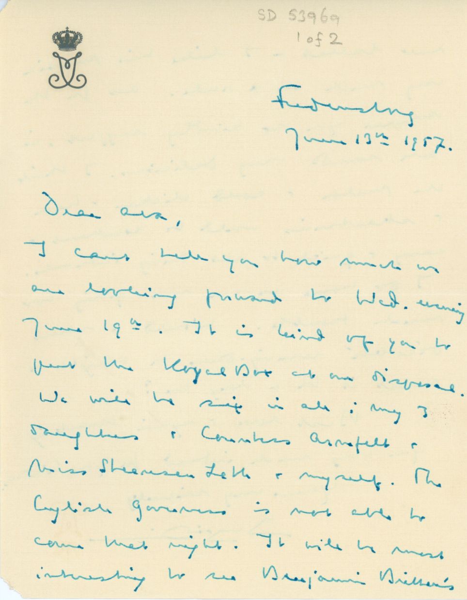 (Victoria Sofia, 1910-1972, daughter of Gustav VI of Sweden, wife of King Frederik IX of Denmark) — Sophie Dupré Autographs