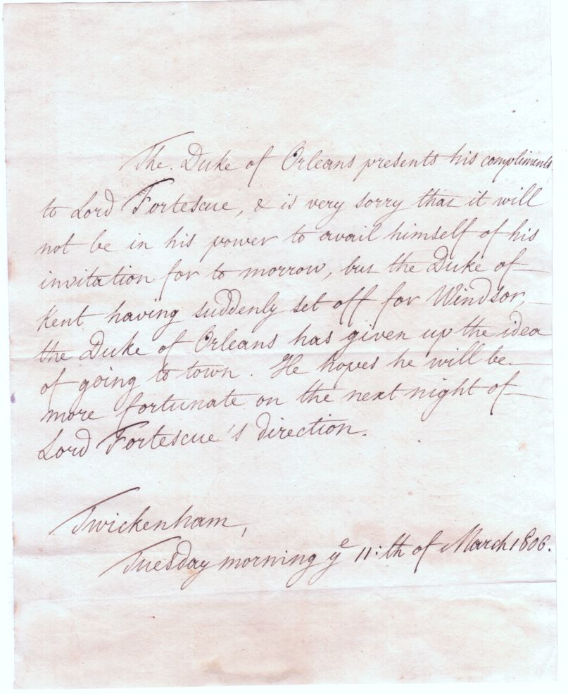 (D'Orleans, 1773-1850, King of the French from 1830-1848, the July Monarchy) — Sophie Dupré Autographs