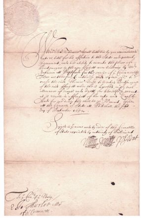 (William, circa 1580-1659, Regicide, M.P. for Warwick, President of the Council of State) — Sophie Dupré Autographs